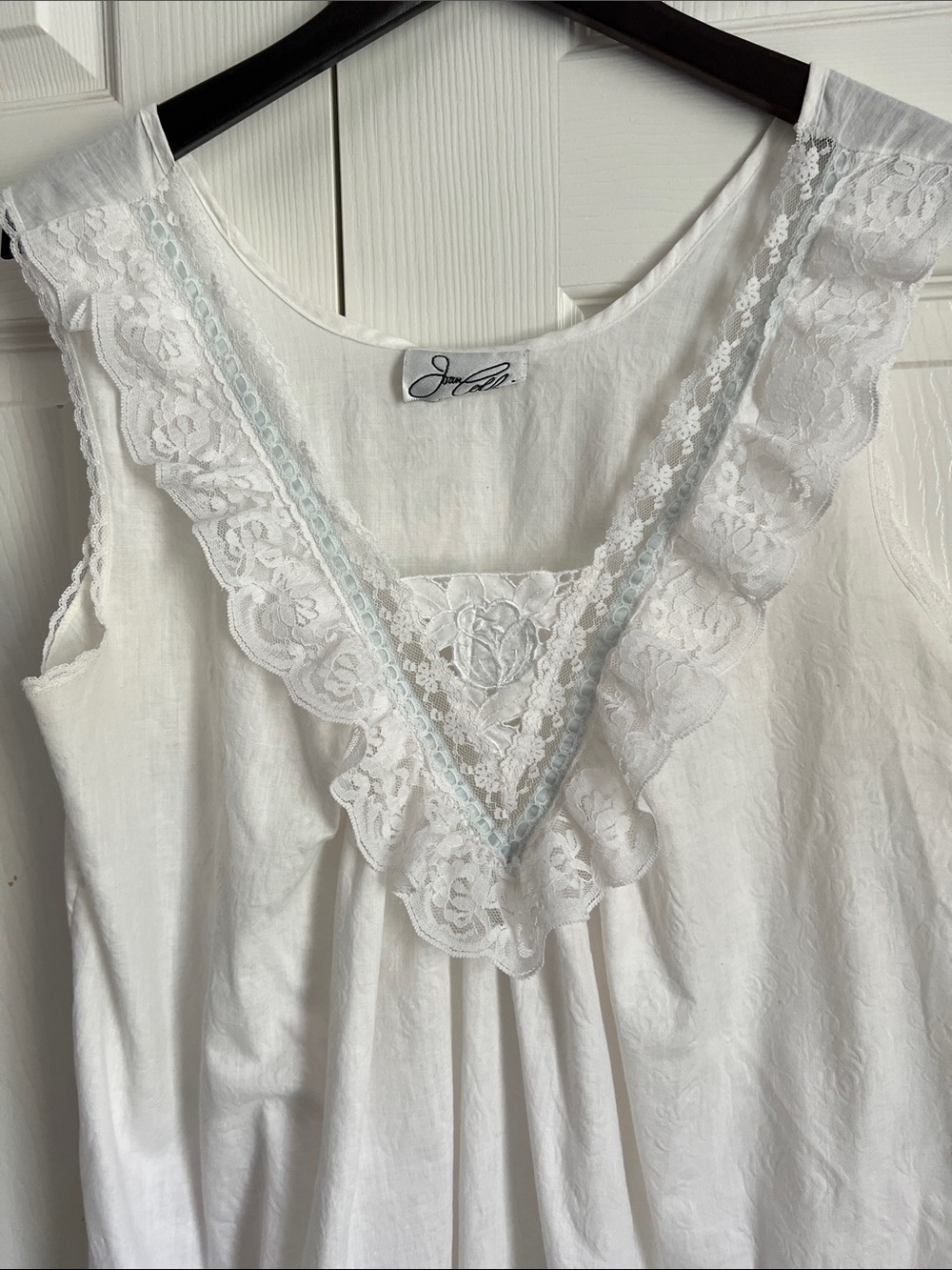 White Lace-Trim Cotton Nightgown